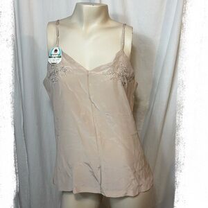 NWT Women’s vintage Lady Lynne pink nude silk camisole large